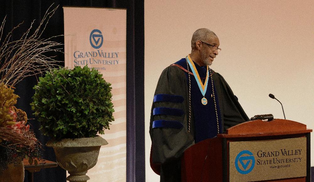 Dean George Grant, Ph.D. at podium